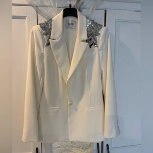 LINI Women's Cream Blazer with Silver Embellishments